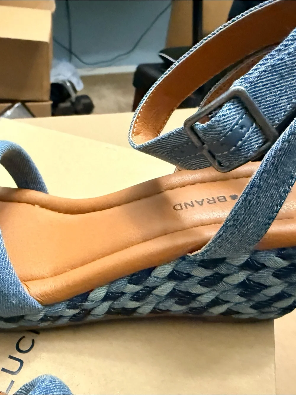 Lucky Brand Denim Blue Braided Wedge Sandal